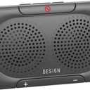 Besign BK06 Bluetooth 5.0 in Car Speakerphone with Visor Clip, Wireless Car Kit for Handsfree Talking, Motion Auto On, Siri Google Assistant Support, Dual 2W Speakers (Metal Gray)