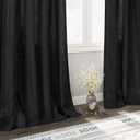 Black Linen Curtains 84 inches Long 2 Panels for Bedroom Back Tab Light Filtering Privacy Sheer Black Curtains Muslin Look Modern Farmhouse Cotton Textured Gauze Curtain for Living Room 2 Panel Set
