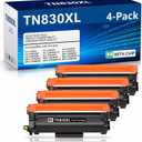 TN830XL High Yield Toner 4 Pack Compatible for TN830XL TN830XL/V/R Toner Cartridge Work for DCP-L2640DW MFC-L2820DW HL-L2400D HL-L2460DW HL-L2405W HL-L2465DW HL-L2480DW MFC-L2900DW Printer