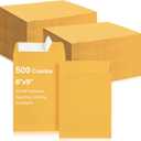 Fuutreo 500 Counts 6 x 9 Inch Brown Envelopes Self Adhesive Security Catalog Mailing Envelopes with Adhesive for Mailing Storage Organizing Home Office