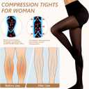 MANZI 2 Pairs Compression Pantyhose for Women Shaping Black Tights 10-15mmHg Support 50D Opaque Stockings (Black, XL)