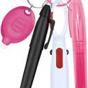 Nurse Pen Set, Badge Reel Pen Include Highlighter, Permanent Marker, Ballpoint Pen, LED Keychain Flashlight, and Nursing Keychain Clip (Pink)