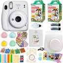 Fujifilm Instax Mini 11 Camera + Fuji Instant Instax Film (40 Sheets) & Includes Case + Assorted Frames + Photo Album + 4 Color Filters and More Bundle (Ice White)