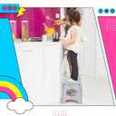 Delxo Folding Step Stool, 11 inch Non-Slip Foldable Stools for Kids & Adults Up to 300 LBS, Step Stool with Handle, Lightweight for Kitchen, Bathroom, Bedroom, Garden, Grey, 1PC (Gray)