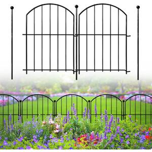 Decorative Garden Fence 17in(H)x13in(W), 26 Pack Rustproof Metal No Dig Fence Animal Barrier for Dog, Arched Flower Bed Edging Ornamental Wire Border Panel Fencing for Yard Patio Outdoor Decor (Black)
