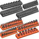 Magnetic Socket Organizer Holder Set 8-Piece Tool Organizers Including 1/4", 3/8" and 1/2" Drive Socket Holder Metric & SAE 207 Pieces Socket Trays (Sockets are not Included)