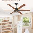 60 Inch Farmhouse Ceiling Fan with Lights and Remote,Black
Industrial Cage, Reversible DC Motor, 6 Speeds, Double-Sided 6 Blades, Noiseless for Bedroom, Living Room, Garage