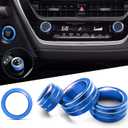 Polodunn for 2020-2025 2026 Toyota Corolla & 2022-2025 2026 Corolla Cross Accessories, 4pcs Aluminum Alloy Knob Cover Trim Set - Rearview Mirror Switch, AC & Push Start (Blue)