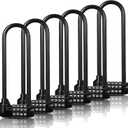 Shimeyao 6 Pieces 6 Inch Long Shackle Combination Lock 4 Digit Outdoor Waterproof Padlock with Resettable Code for School Gym Locker, Sports Locker, Fence, Gate, Toolbox, Case Storage, Black
