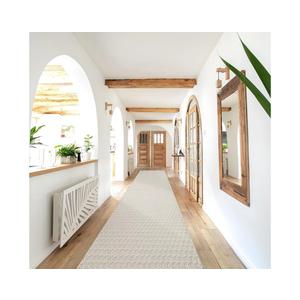 Collive Long Rug Runners for Hallways 12ft, Washable Farmhouse Bedroom Carpet Tan Non Slip Kitchen Runner Rugs, Low-Profile Braided Woven Entryway Carpets for Bathroom Front Door (2.6'x12'(Rectangular), Natural)