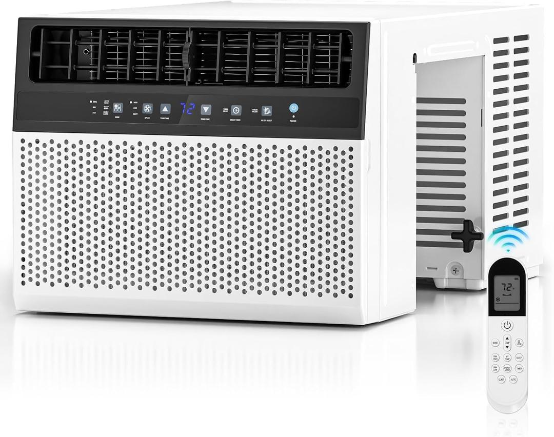 ZAFRO 10000 BTU U Shaped Window Air Conditioner Cools up to 450 Sq Ft, 6-in-1 Window AC Units with Cool, Fan and Dehumidifier Modes, Saddle Air Conditioner with Energy Efficient, Low Noise, White