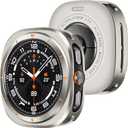 Amizee Rugged Case Compatible with Samsung Galaxy Watch Ultra (2025/2024) 47mm with Back Cover, Metal Bumper Ultra Thin Shockproof Protective Cover for Galaxy Watch 7/8 Ultra, Titanium/Orange