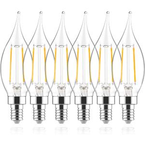 Sigalux E12 LED Bulb Candelabra Base 60 watt LED Chandelier Light Bulbs Dimmable, Flame Tip Candelabra LED Bulbs, 4.5W, 450ML 5000K Daylight,CA10 Candle Light Bulbs, 12 Pieces
