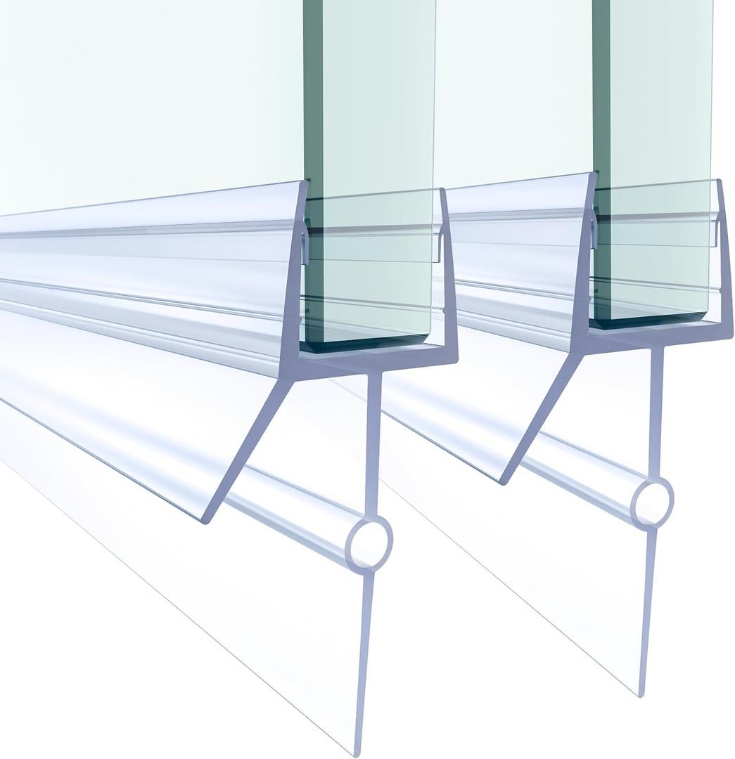 Shower Door Bottom Seal,2 PCS 3/8" X 36" Shower Door Sweep for 3/8 Inch Glass,Frameless Glass Door Seal Strip to Seal 20mm Gap, Stop Shower Leaks and Create a Water Barrier