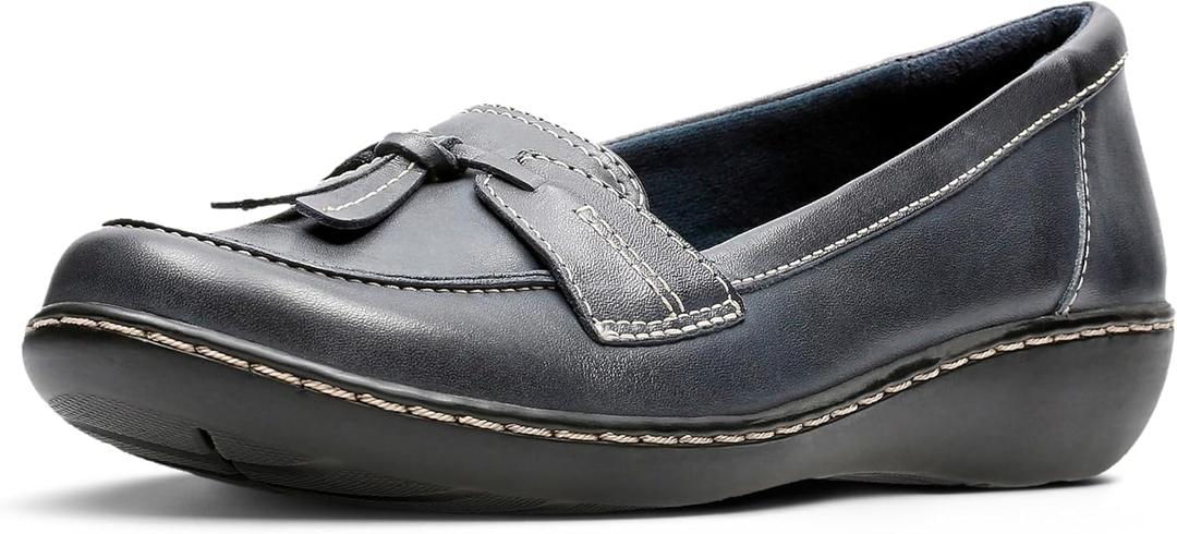 Clarks Women's Ashland Bubble Slip On Loafers,  8.5 Wide, Navy
