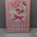 TLESKE Pink Winter Christmas Santa Claus Coquette Bow Wall Art Decor, I'm Dreaming of a Pink Christmas Canvas Wall Art Print for Teen Girls Dorm Room Bedroom, Winter Wall Artwork Picture, 16x24