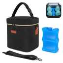 Mancro Breastmilk Cooler Bag Travel, Fits 4 Baby Bottles Up to 9 Ounce, Baby Bottle Bag with Ice Pack, Insulation Breast Milk Cooler Travel, Black