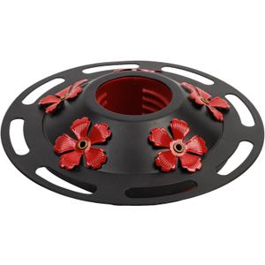 WOSIBO Hummingbird Feeder Replacement Bottom Base Replacement Part Includes Red Plastic Base Metal Top and Brushes (Black Circle)