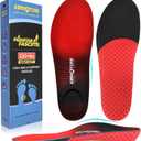 Insoles Orthotics for Plantar Fasciitis Relief, 220+ lbs High Arch Support Insoles for Men Women Flat Feet, Foot Pain Inserts fit Work Boots Shoes for Standing All Day (Men(7-7.5)-Women (9-9.5)-(267mm), Red)