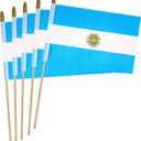 12 Pack 5x8 Inch Small Argentine Flags on StickFlag of Argentina with Kid-Safe Spear Top, Polyester Full Color Tear-Resistant Flag,Patriotic and Party Decorations, Suitable for Parades, Festival Celebrations, Anniversaries, International Festivals.