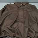 Kissonic Womens Faux Suede Bomber Jacket Oversized Batwing Long Sleeve Zip Up Cropped Coat Streetwear (Brown, Small)