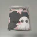 Cute Ghost Table Runners Halloween Bow Cloth for End Table, Pink Flowers Ghosts Cartoon Halloween Decor Bowknot Dresser Scarf 108"x13",Black