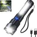 Rechargeable Flashlights 980,000L High Lumens, Super Bright Led Tactical Flashlight Battery Powered with 7 Modes, Side Light, USB C, Waterproof, Zoomable, Powerful Handheld Flash Light (Large)