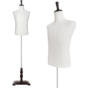 Male Dress Form Half Body Mannequin Torso Clothing Manikin for Market Shop Window Display 61"~78" Height Adjustable (Male Without Hand)
