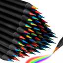 Teling 200 Pcs Rainbow Pencils for Kids, 7 in 1 Black Wooden Rainbow Multicolor Pencils Bulk School Classroom Art Supplies for Kids Adults Coloring Sketching Drawing