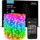 BrizLabs Smart Fairy String Lights, 66ft 200 LED WiFi RGB Christmas Fairy Lights App Control, Dimmable Rainbow Christmas Lighting, Music Sync Xmas Decorative Lighting Work with Alexa & Google Home