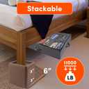 DEDU Oversized Bed Risers Heavy Duty Stackable 4 Pack, Furniture Risers for Sofas 3 Inch or 6 Inch Supports Up to 11000 Lbs, Square Bed Raising Blocks Fits 5.5 Inch Wide Desk or Couch (Brown)
