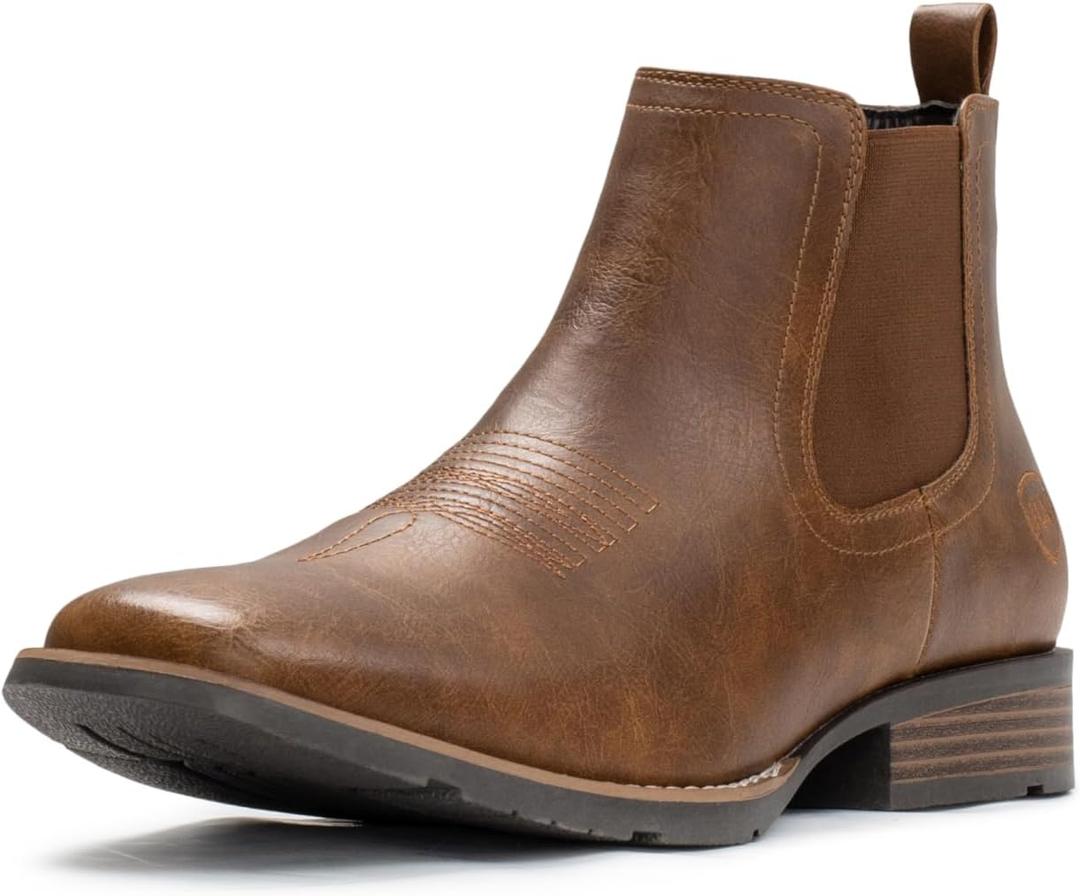 IUV Cowboy Boots For Men Ankle Boots Western Boot Casual Dress Slip On Chelsea Men (7, Brown)