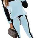 HBQ Women‘s Color Block 2 Piece Outfits Casual Travel Sweatsuits Lounge Sets 2025 Fall Fashion, M