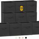 Criusia Storage Cubes, 11 Inch Clothes Storage Bins for Shelves Closet (10 Pack), Fabric Collapsible Storage Bins with Dual Handles, Cubby Storage Baskets Boxes, College Dorm Room Essentials (Black)