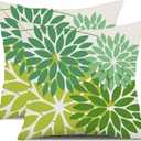 DFXSZ Outdoor Throw Pillow Covers 20x20 Inch Set of 2 Waterproof Spring Summer Geometric Elegant Dark Light Green Outdoor St Patricks Pillow Covers for Patio Funiture Garden Couch 168A20