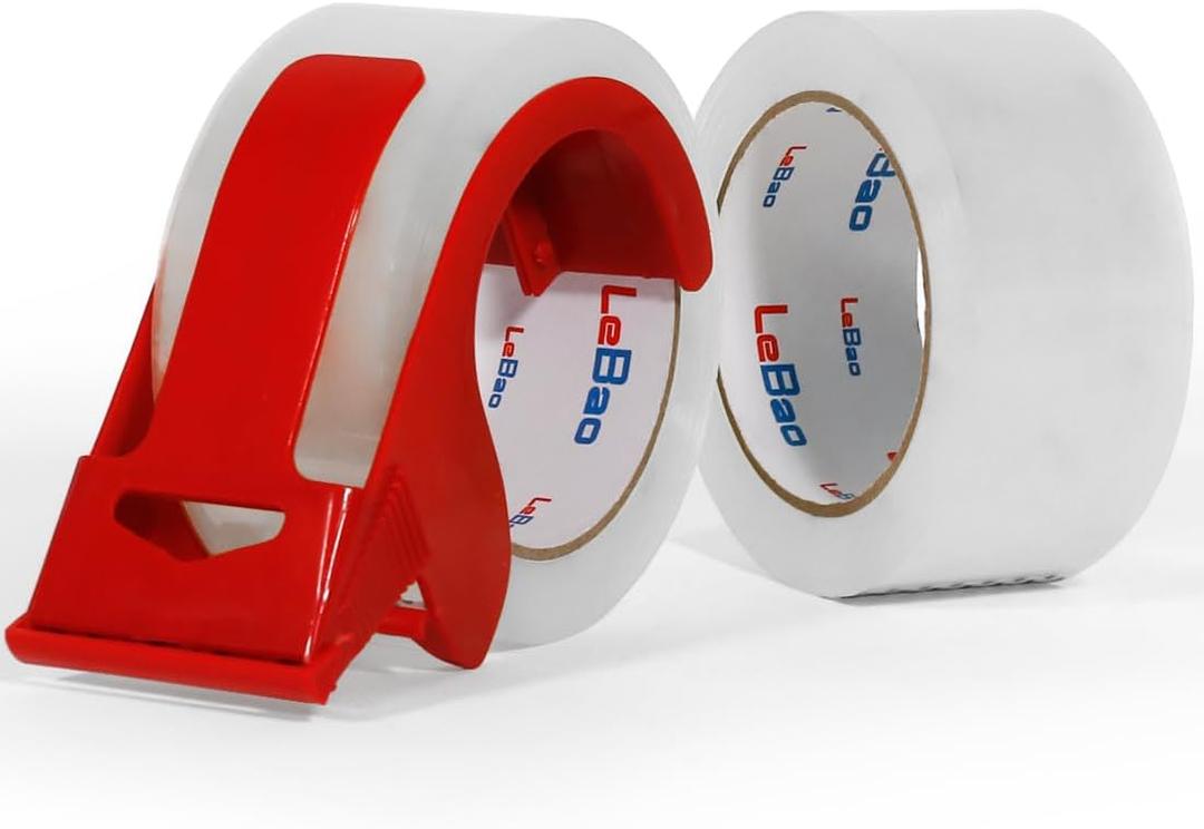 Heavy Duty Packing Tape for Moving Boxes - 1.88" x 360Yds (6 Rolls) Clear Moving Tape for Boxes, Secure Sealing for Cardboard, Bubble Wrap, Shipping Supplies (2, Plastic Dispenser)