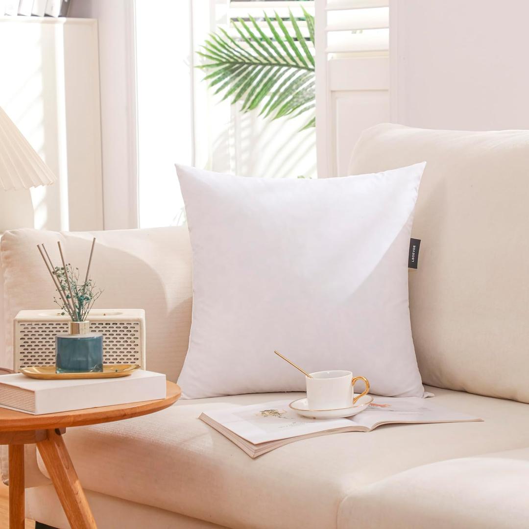 28x28 Inch Gold Goose Down and Feather Throw Pillow Inserts-1 Pack,White,Super Soft Cover,Double Layer Dwon Proof Design,High Filling Weight.