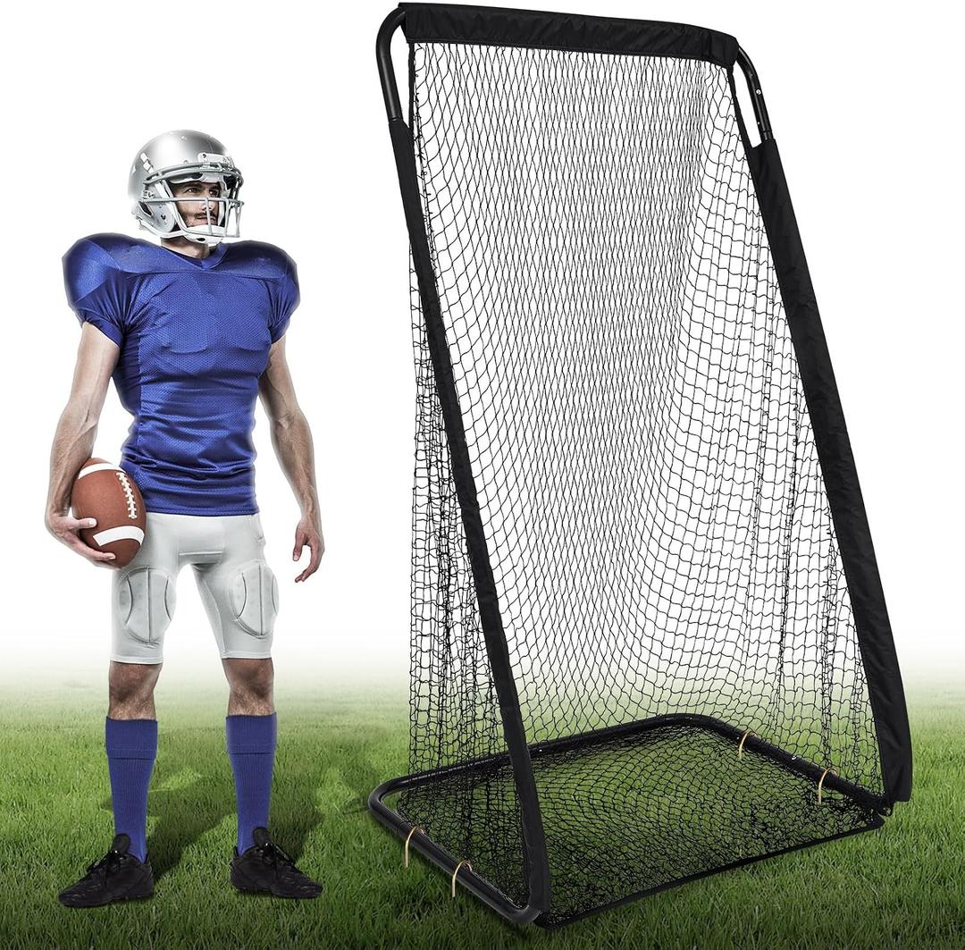MorningRo Football Kicking Cage Net 7 x 3.2 or 8 x 3 x 4 ft Portable Football Throwing Net Powder Coated Steel Extra Deep Pocket for Punting Kicking Practice Train Equipment