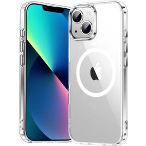 2 x Temdan for iPhone 13 Case Clear, [Compatible with Magsafe][Anti-Yellowing][Military-Grade Protection] Shockproof Slim Magnetic Phone Case for iPhone 13, Transparent