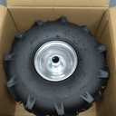 RONPOW 11x4.00-4 Tiller Tire and Wheel, 3/4" Axle Bore, 3-1/8" Centered Hub, 400 lb Load Capacity, 4 Ply Pneumatic Replacement Tire for Rototiller & Garden Tiller, 2 Pack Silver, 3/4" Axle Hole