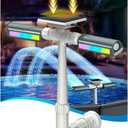 Solar Pool Fountain with 8-Color 6-Mode RGBIC LED Lights, Above/Inground Solar Lights with Remote, 360Adjustable Dual Spray Waterfall Sprinkler Fountain for Relaxation & Cooling 10-20F
