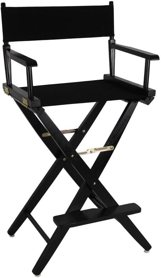 American Trails Extra-Wide Premium 30" Director's Chair Black Frame with Black Canvas, Bar Height, 30 in Bar Height