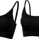 AMRIY Womens Sports Bras for Women Light Support Padded Workout Bras for Women Supportive Seamless Women's Wireless Yoga Bra Black, XL