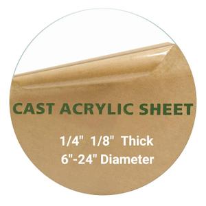 1 Pieces 1/4" Round Plexiglass Sheet, 20 Inch Diameter Clear Acrylic Circle, Round Cake Disk Acrylic Sheet, Plexiglass Table Top, Acrylic Backdrop