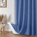 2 x Aiyufeng Royal Blue Extra Long Shower Curtains - Classic Tufted Stripe Minimalist Boho Fabric Shower Curtain for Bathroom, Modern Farmhouse Textured Cloth Shower Curtain, 72" Wx96 L Inches