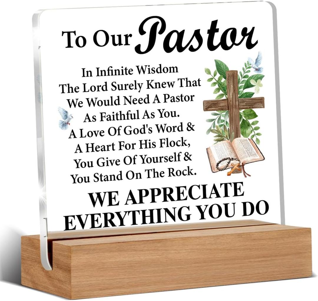 2 x Pastor Appreciation Gifts, Pastor Gifts for Men, Gift for Pastors Clear Acrylic Decorative Sign Desk Decor