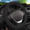 KARREAL Black Leopard Print Cheetah Elastic Steering Wheel Cover, Non-slip Breathable Neoprene Steering Wheel Covers, Women Leopard Car Accessories, Universal 15 Inch Fit Auto, Suvs, Truck