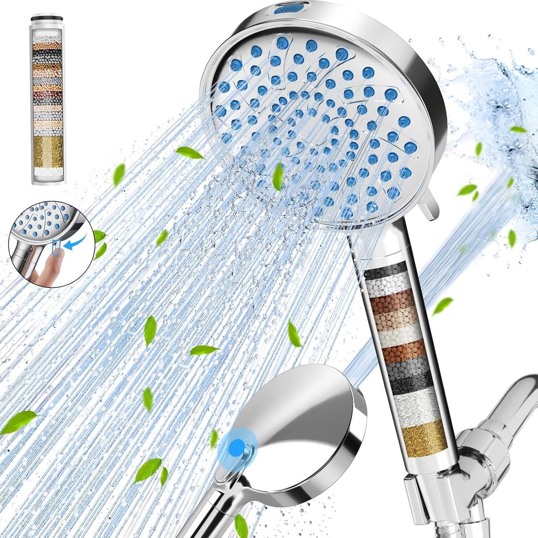 Cobbe Filtered Shower Head with Handheld, High Pressure 7-mode Showerhead with Filters for Hard Water - Remove Chlorine - Reduces Dry Itchy Skin, Patented Paddle Shift Design, Chrome (3. Chrome Plated)