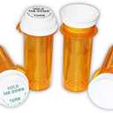 Pharmacy Prescription Vials Touch Down Amber 8 Dram Dual Purpose, Caps Included (Qty. 24), Medicine & Pill Bottle, Pharmacy Bottle, Pharmacy Container, Plastic Container by Sponix