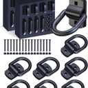 1/2" D Rings Tie Down Anchors, 12000LBS Heavy Duty Bolt-On Forged D Rings with Thicken Reinforcing Plate, Trailer Tie Down Anchor Hooks for Truck Bed, Trailer and Cargo, 8Pack, Black